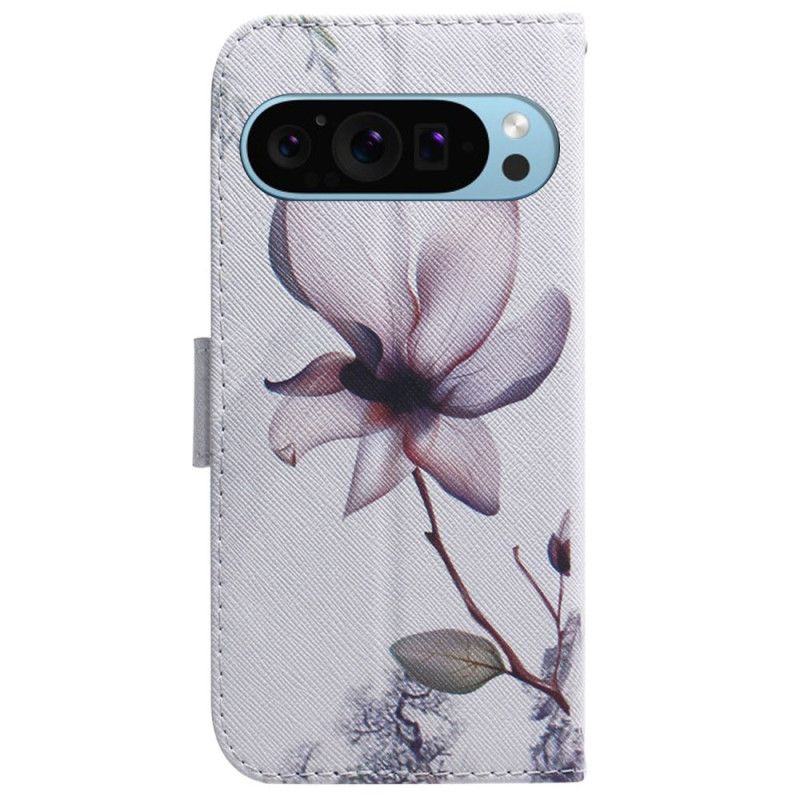 Folio Deksel Google Pixel 9 Pro Rosa Blomst