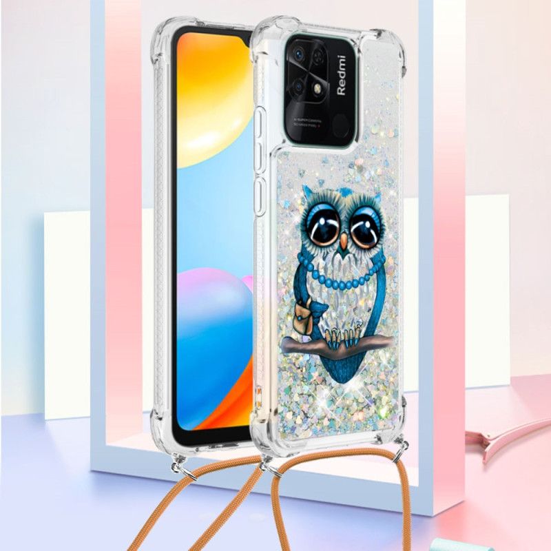 Deksel Til Xiaomi Redmi 10C Med Snor Frøken Owl Sequin Snøre