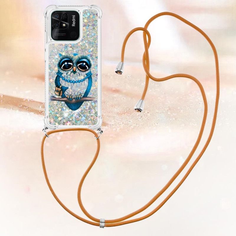 Deksel Til Xiaomi Redmi 10C Med Snor Frøken Owl Sequin Snøre