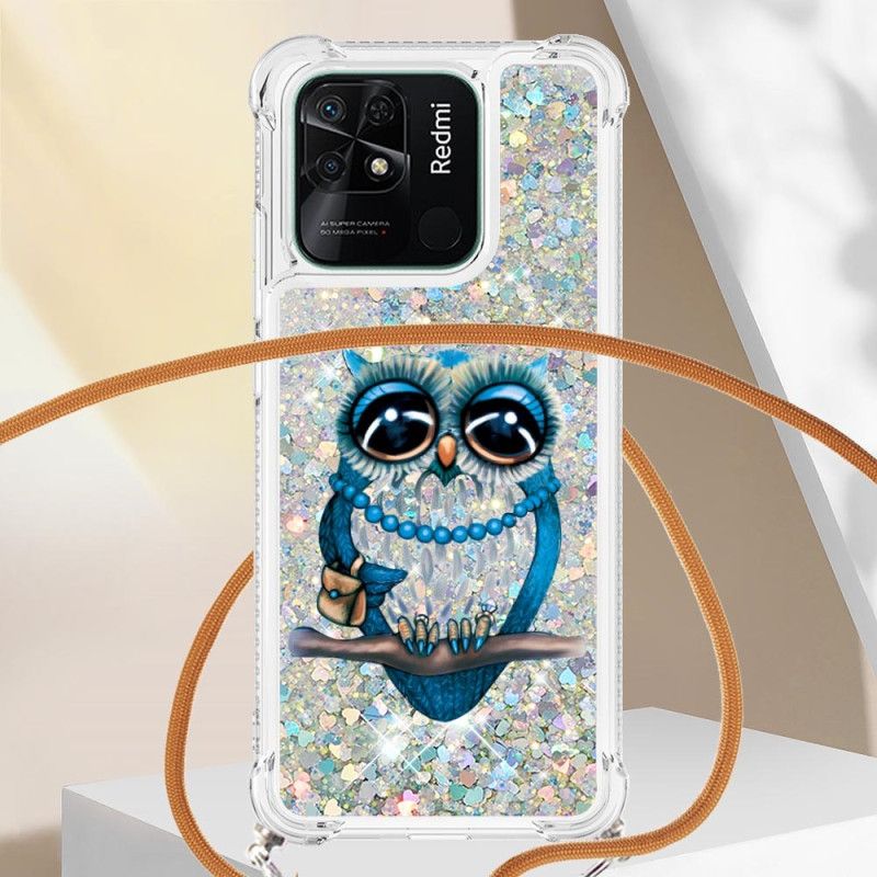 Deksel Til Xiaomi Redmi 10C Med Snor Frøken Owl Sequin Snøre