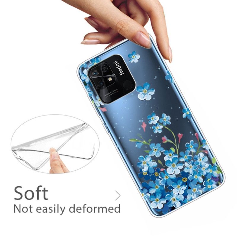 Deksel Til Xiaomi Redmi 10C Transparente Blå Blomster