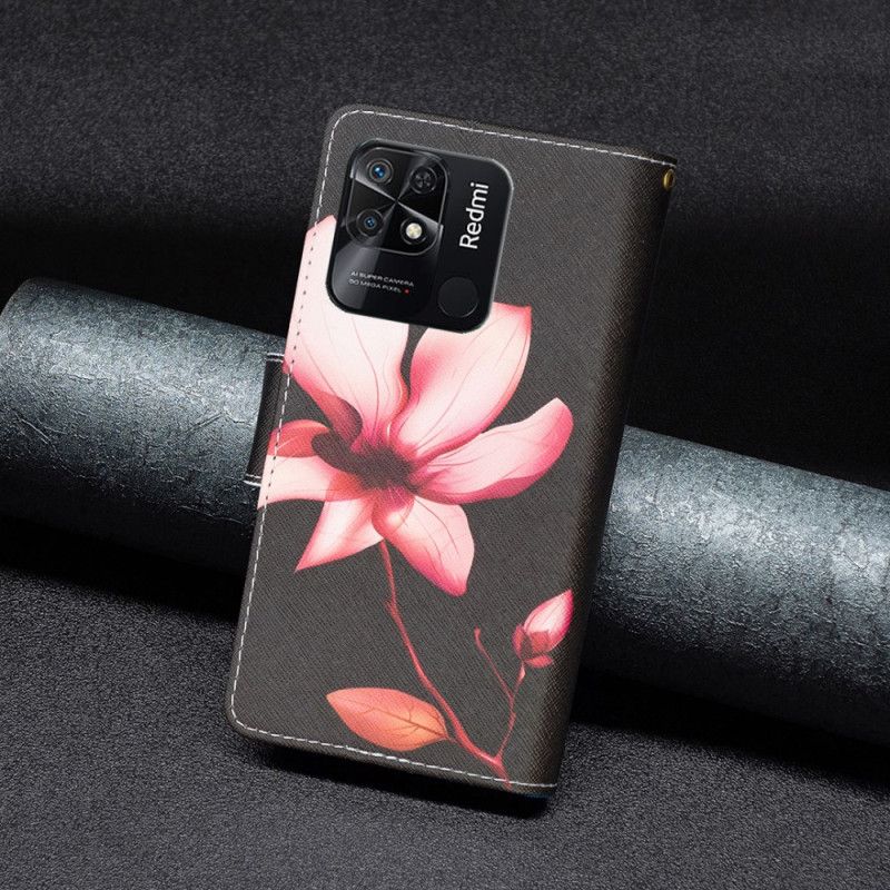 Folio Deksel Til Xiaomi Redmi 10C Blomsterlomme Med Glidelås