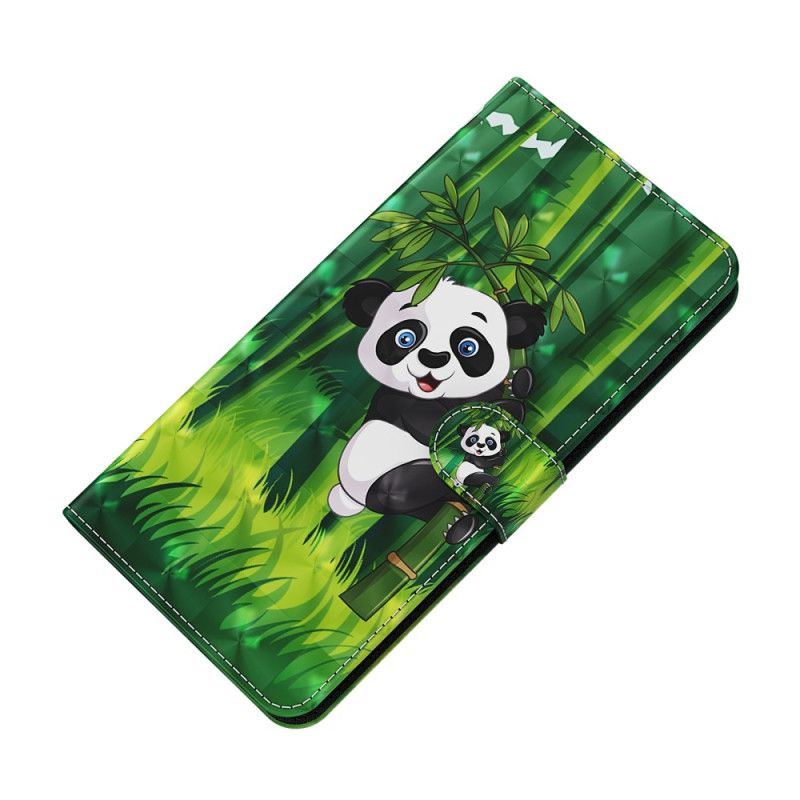 Folio Deksel Til Xiaomi Redmi 10C Med Kjede Bambus Panda Med Stropp