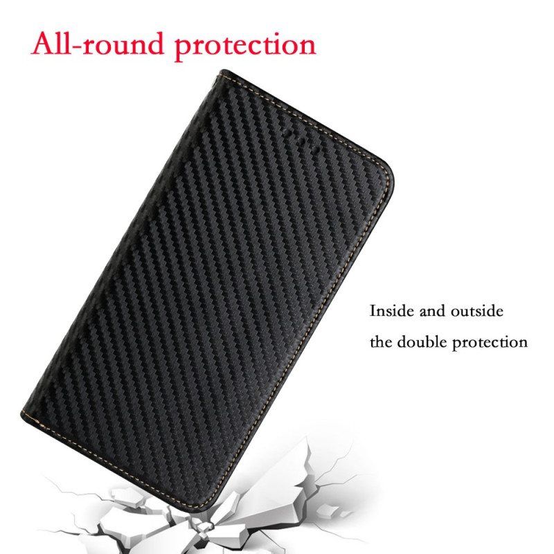 Beskyttelse Deksel Til Samsung Galaxy A54 5G Med Kjede Folio Deksel Strappy Carbon Fiber Style