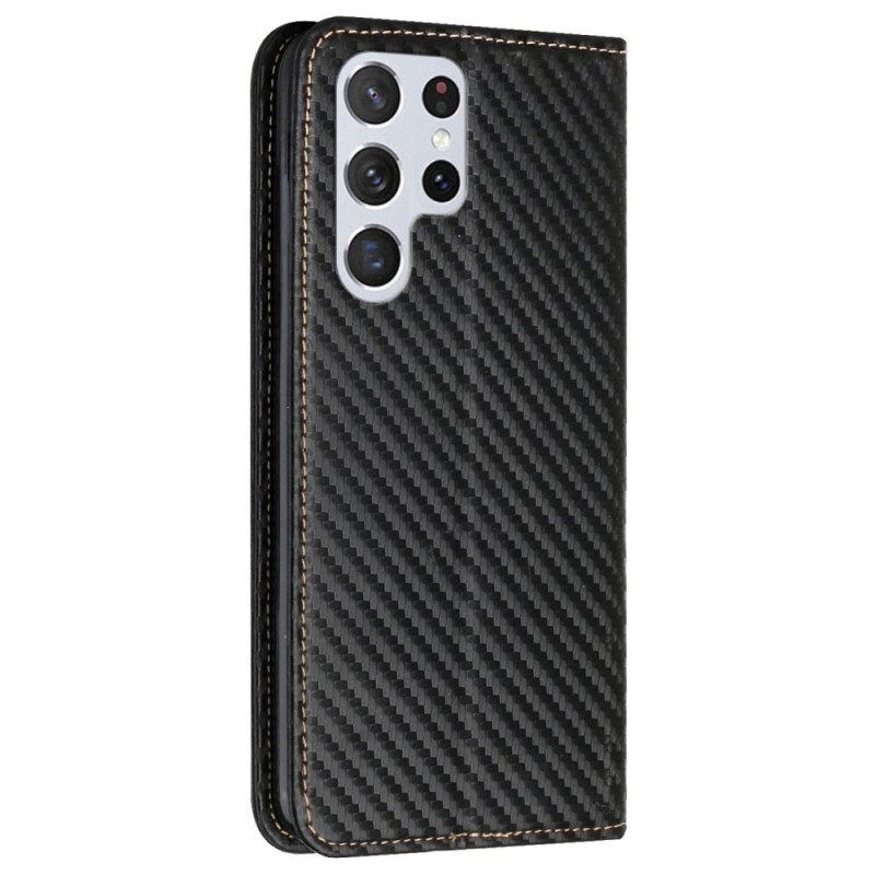 Beskyttelse Deksel Til Samsung Galaxy S23 Ultra 5G Med Kjede Folio Deksel Strappy Carbon Fiber Style