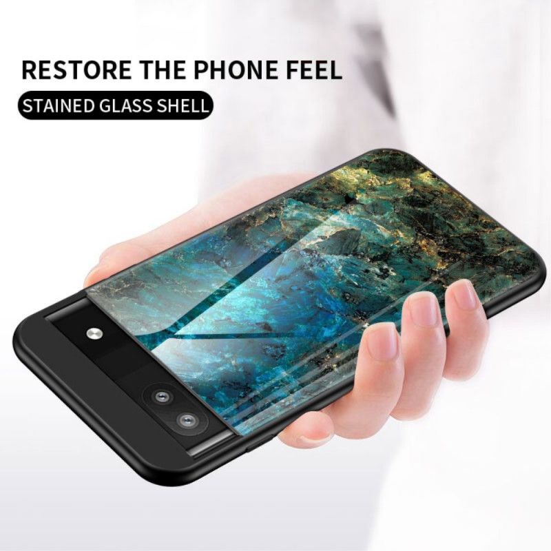 Mobildeksel Til Google Pixel 6A Marmor Herdet Glass