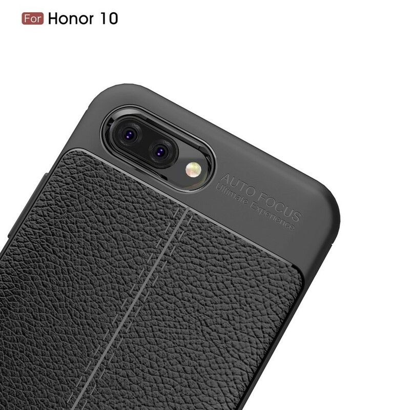 Deksel Til Honor 10 Dobbel Linje Litchi Leather Effect