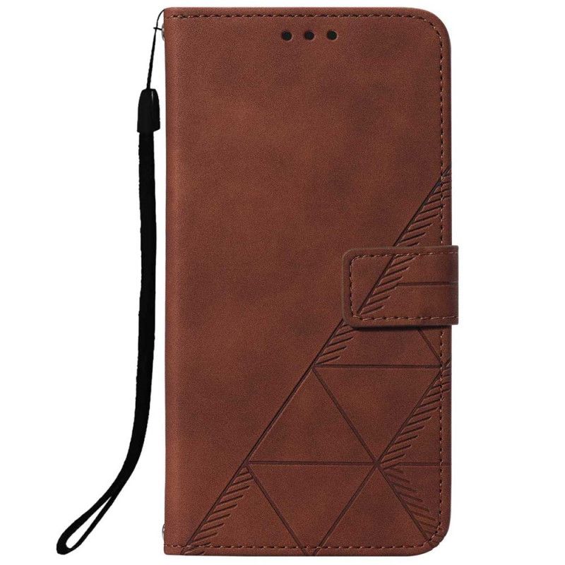 Folio Deksel Til OnePlus Nord N100 Faux Leather Triangle Med Stropp