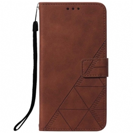 Folio Deksel Til OnePlus Nord N100 Faux Leather Triangle Med Stropp