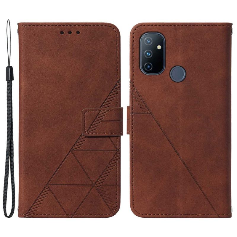 Folio Deksel Til OnePlus Nord N100 Faux Leather Triangle Med Stropp