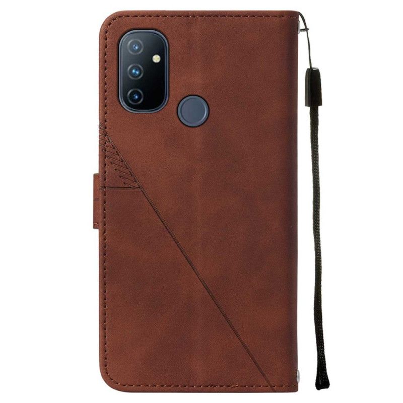 Folio Deksel Til OnePlus Nord N100 Faux Leather Triangle Med Stropp