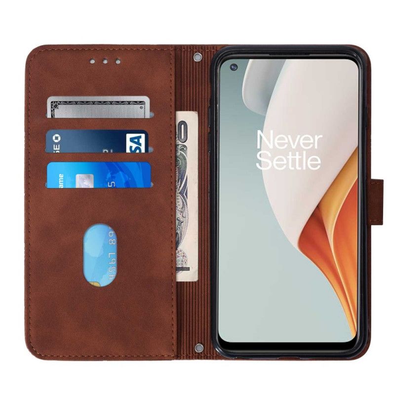 Folio Deksel Til OnePlus Nord N100 Faux Leather Triangle Med Stropp