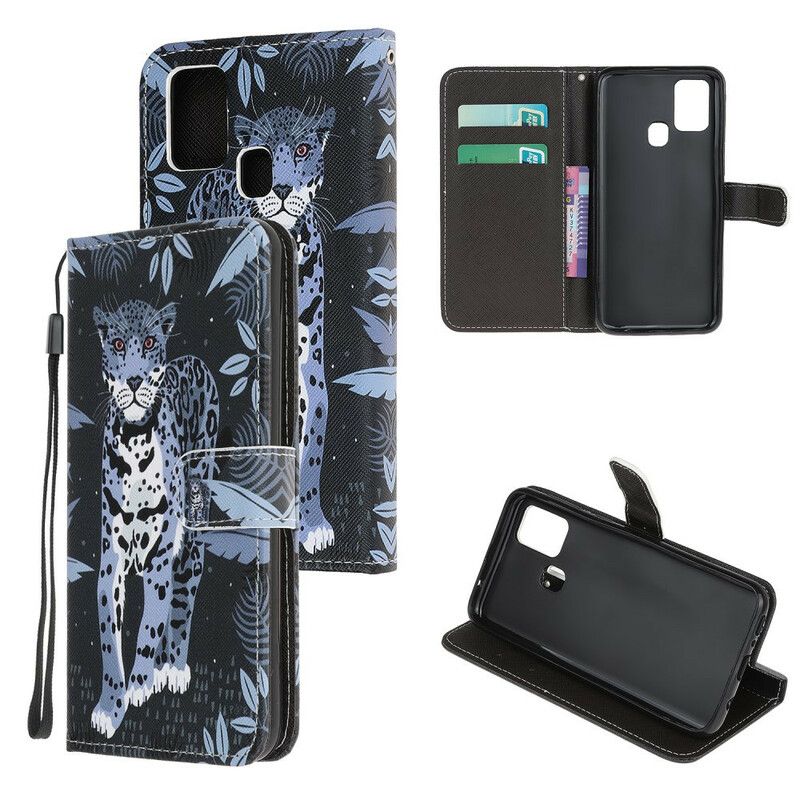 Folio Deksel Til OnePlus Nord N100 Med Kjede Thong Leopard