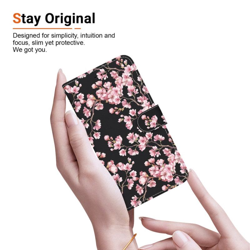 Folio Deksel Xiaomi Redmi Note 13 Pro Plus 5g Plum Blossoms Lommebok Beskyttelse Deksel