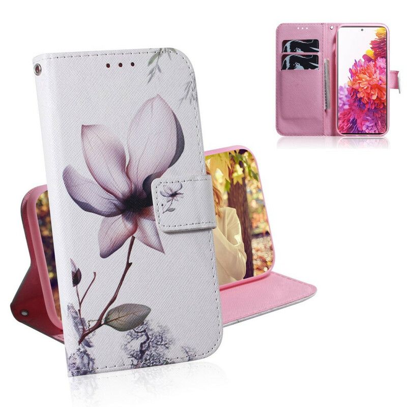 Folio Deksel Til Samsung Galaxy S20 FE Gammel Roseblomst