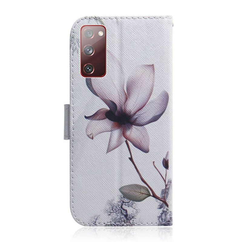 Folio Deksel Til Samsung Galaxy S20 FE Gammel Roseblomst