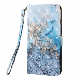 Folio Deksel Til Samsung Galaxy S20 FE Light Spot Marble Design Med Snor