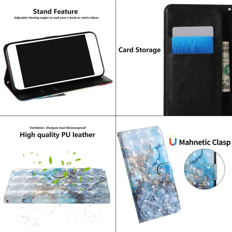 Folio Deksel Til Samsung Galaxy S20 FE Light Spot Marble Design Med Snor