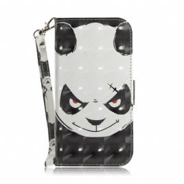 Folio Deksel Til Samsung Galaxy S20 FE Med Kjede Angry Panda Med Stropp