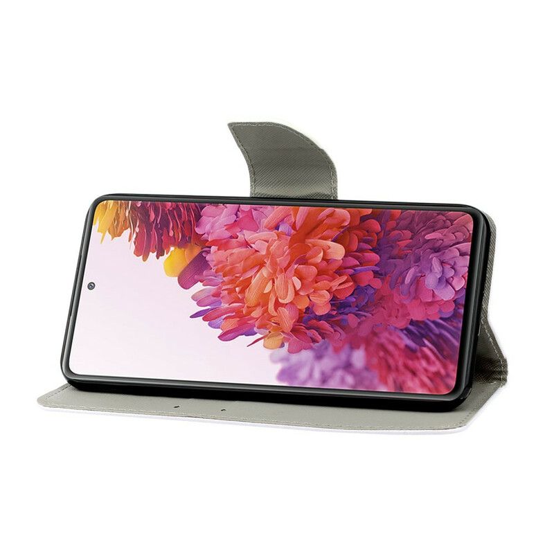 Folio Deksel Til Samsung Galaxy S20 FE Med Kjede Fargerike Stroppblomster