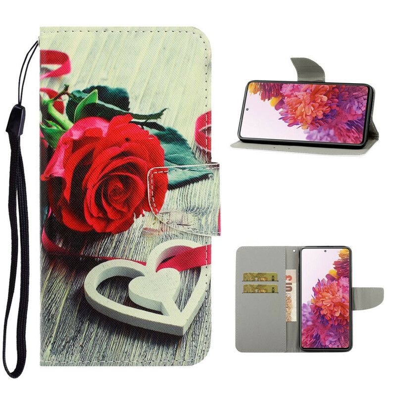 Folio Deksel Til Samsung Galaxy S20 FE Med Kjede Romantisk Strappy Rose