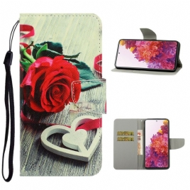 Folio Deksel Til Samsung Galaxy S20 FE Med Kjede Romantisk Strappy Rose