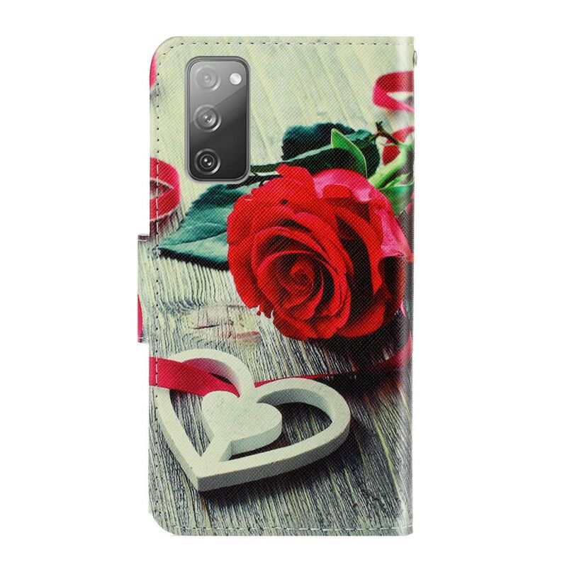 Folio Deksel Til Samsung Galaxy S20 FE Med Kjede Romantisk Strappy Rose