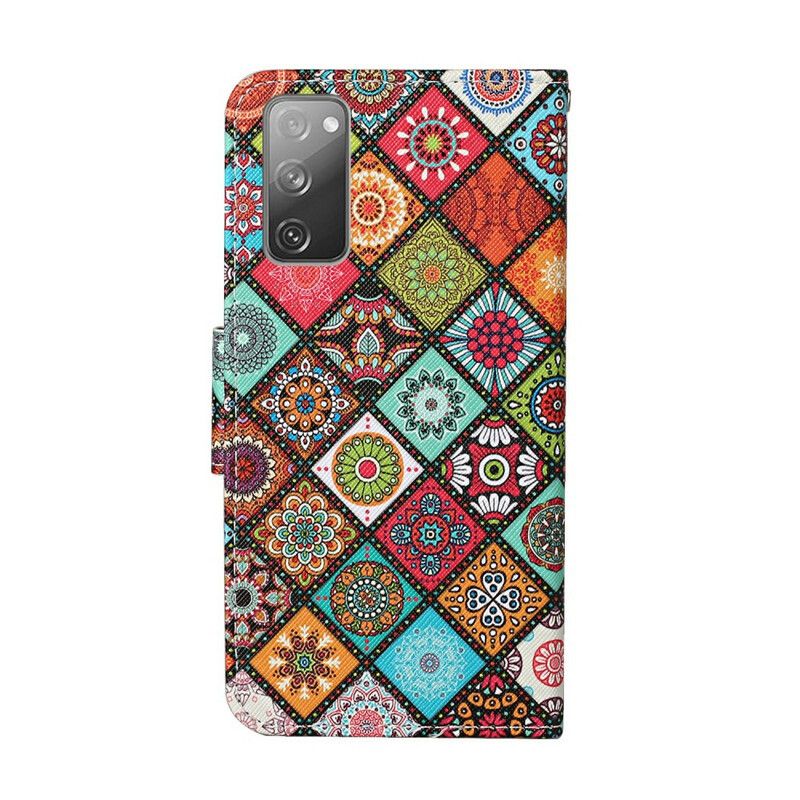 Folio Deksel Til Samsung Galaxy S20 FE Patchwork Mandalaer Med Snor