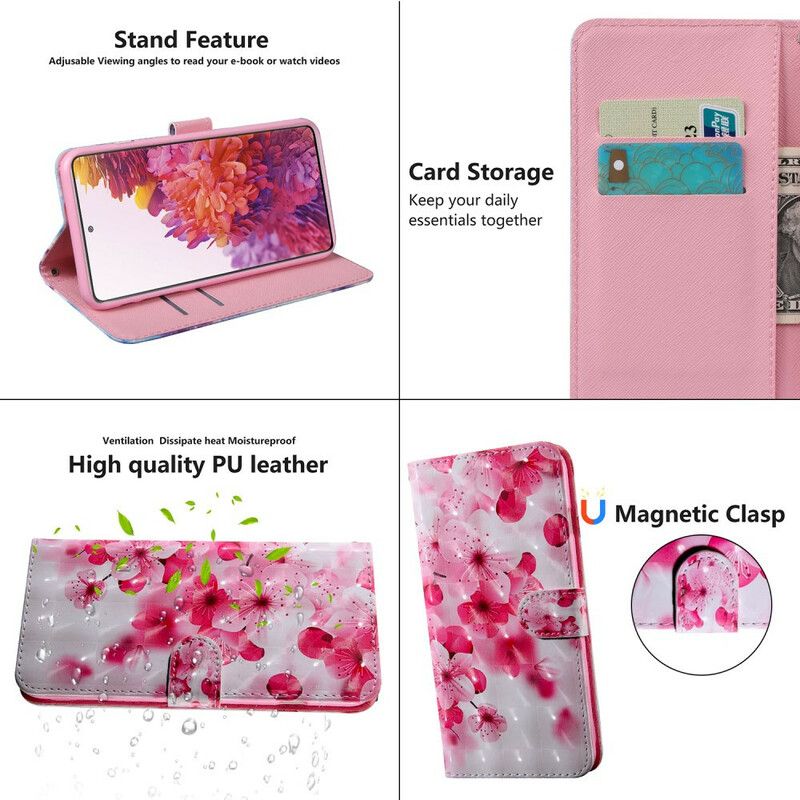 Folio Deksel Til Samsung Galaxy S20 FE Rosa Blomster