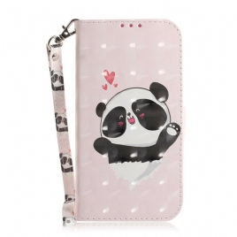 Lærdeksel Til Samsung Galaxy S20 FE Med Kjede Panda Love Strap