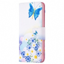 Folio Deksel Oppo A98 5g Sommerfugl Og Blomster Akvarell Beskyttelse Deksel