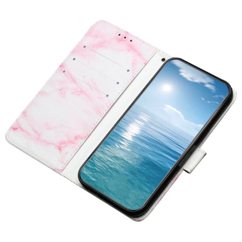 Lærdeksel Folio Deksel Oppo A98 5g Mobildeksel Rosa Marmor