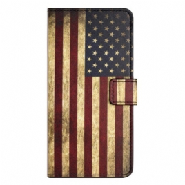 Lærdeksel Til iPhone 15 Vintage Usa-flagg