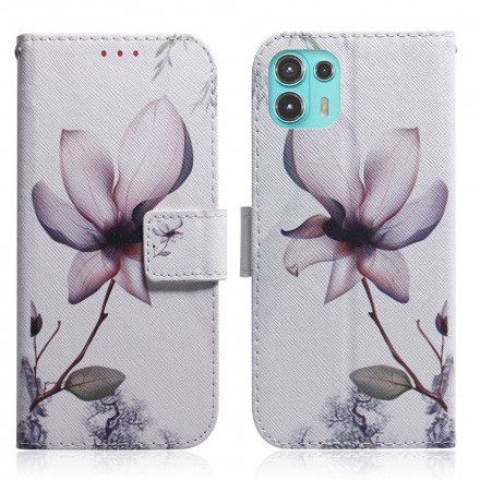 Folio Deksel Til Motorola Edge 20 Lite Gammel Roseblomst