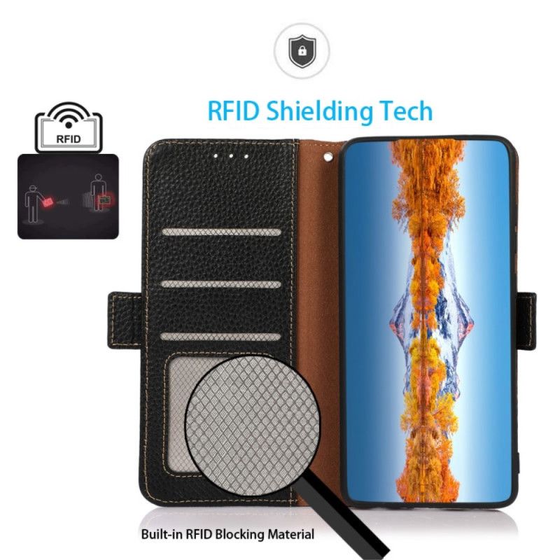 Folio Deksel Til Oppo Reno 8 Litchi Leather Khazneh Rfid