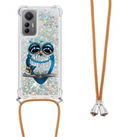 Deksel Til Xiaomi 12 Lite Med Snor Paljett Snøring Mrs. Owl