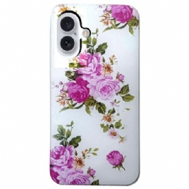 Deksel iPhone 16 Rosa Blomster