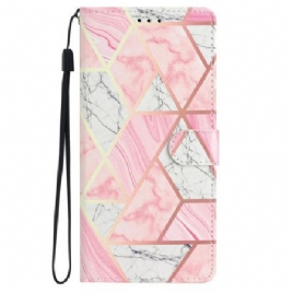 Folio Deksel iPhone 16 Rosa Marmor Med Stropp