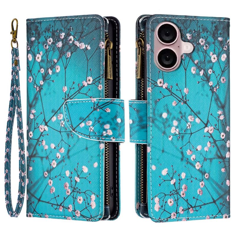 Lærdeksel Folio Deksel iPhone 16 Plum Blossoms Lommebok