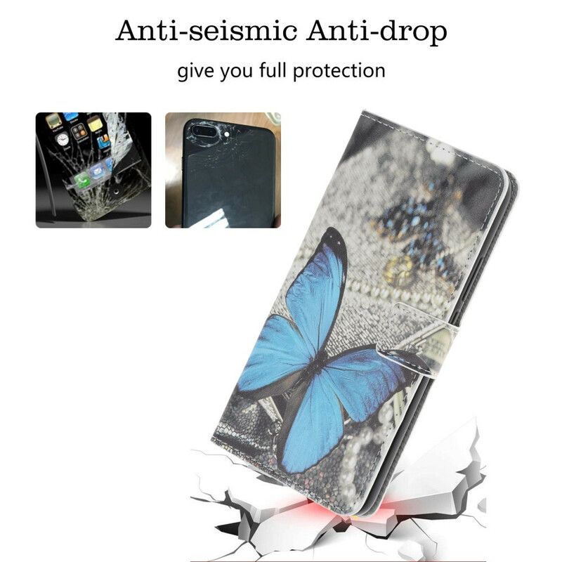 Folio Deksel Til Samsung Galaxy Note 10 Plus Blå Sommerfugl