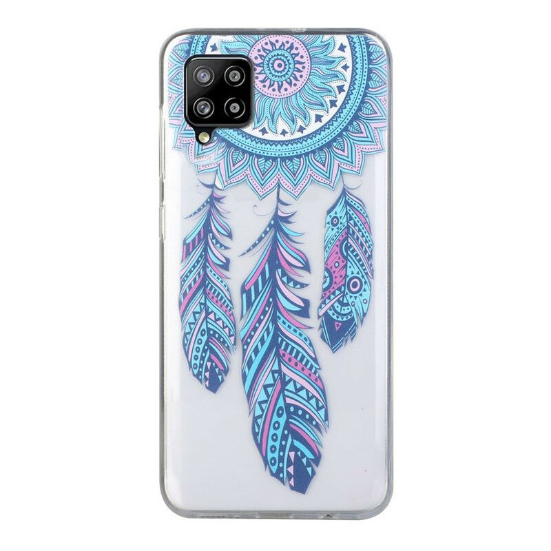 Deksel Til Samsung Galaxy A12 / M12 Blue Feathers Dream Catcher