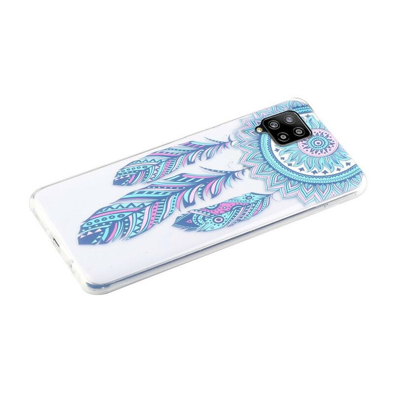 Deksel Til Samsung Galaxy A12 / M12 Blue Feathers Dream Catcher