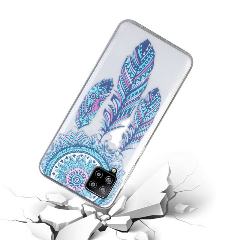 Deksel Til Samsung Galaxy A12 / M12 Blue Feathers Dream Catcher