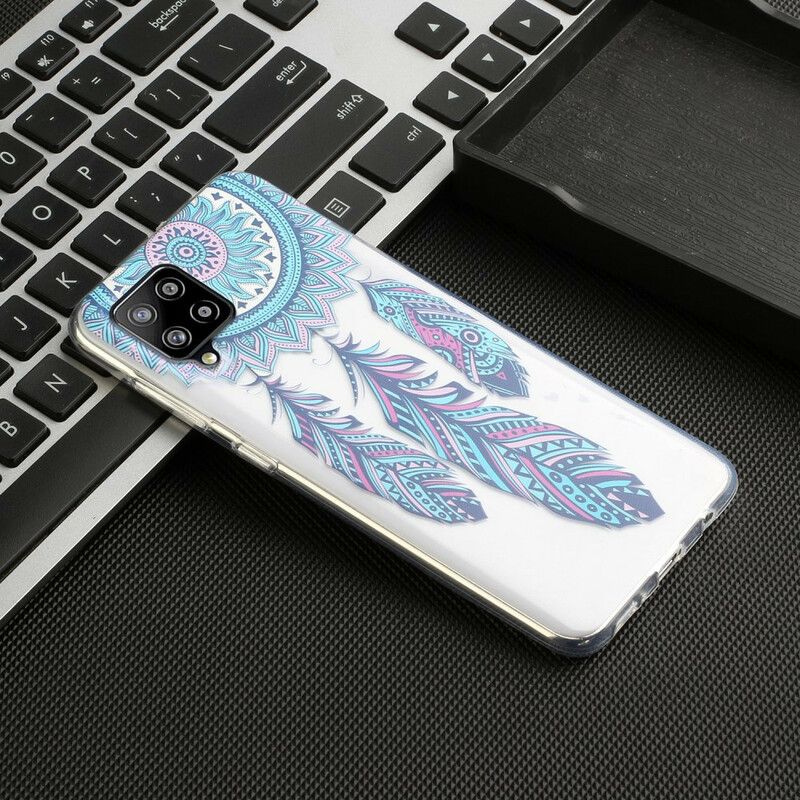 Deksel Til Samsung Galaxy A12 / M12 Blue Feathers Dream Catcher