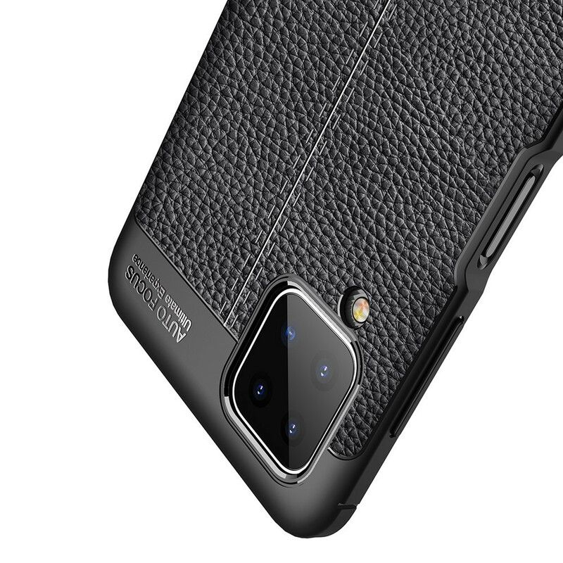 Deksel Til Samsung Galaxy A12 / M12 Dobbellinje Litchi-skinneffekt