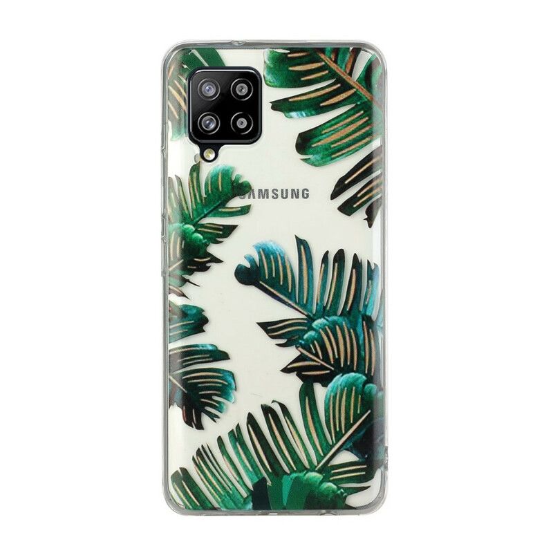 Deksel Til Samsung Galaxy A12 / M12 Transparente Grønne Blader