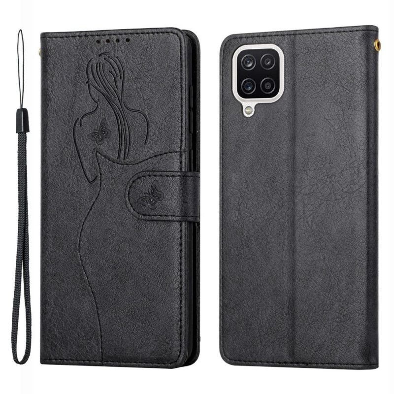 Folio Deksel Til Samsung Galaxy A12 / M12 Faux Leather Silhouette