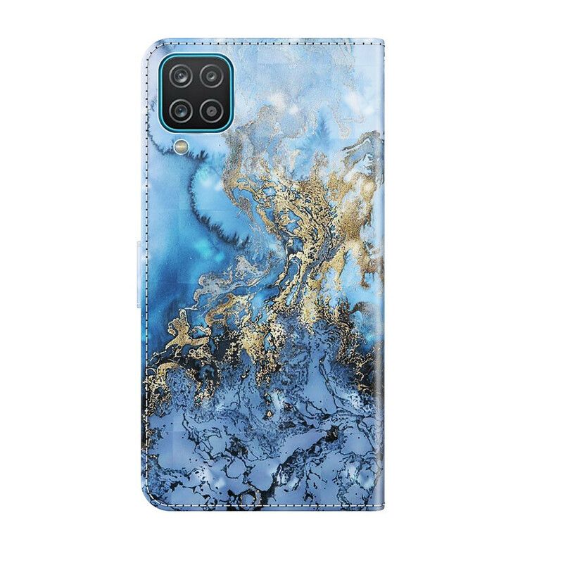 Folio Deksel Til Samsung Galaxy A12 / M12 Light Spot Marble Design Med Snor