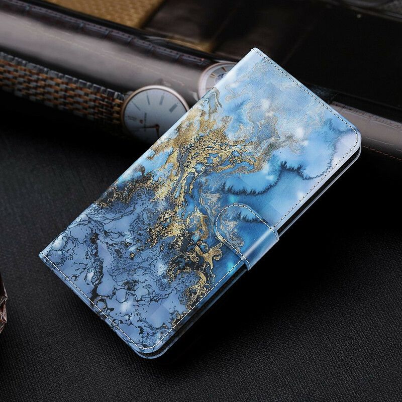 Folio Deksel Til Samsung Galaxy A12 / M12 Light Spot Marble Design Med Snor