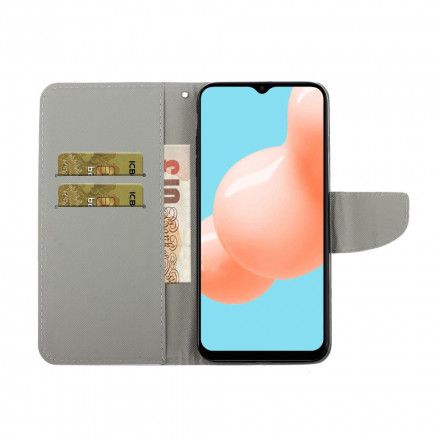 Folio Deksel Til Samsung Galaxy A12 / M12 Sjø Med Stropp